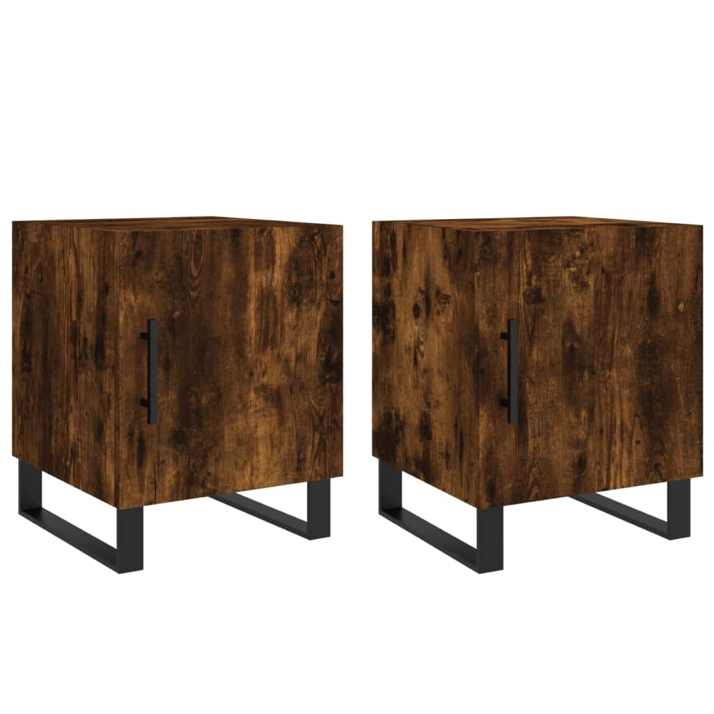 Tables de chevet 2 pcs. chêne fumé 40x40x50 cm matériau bois