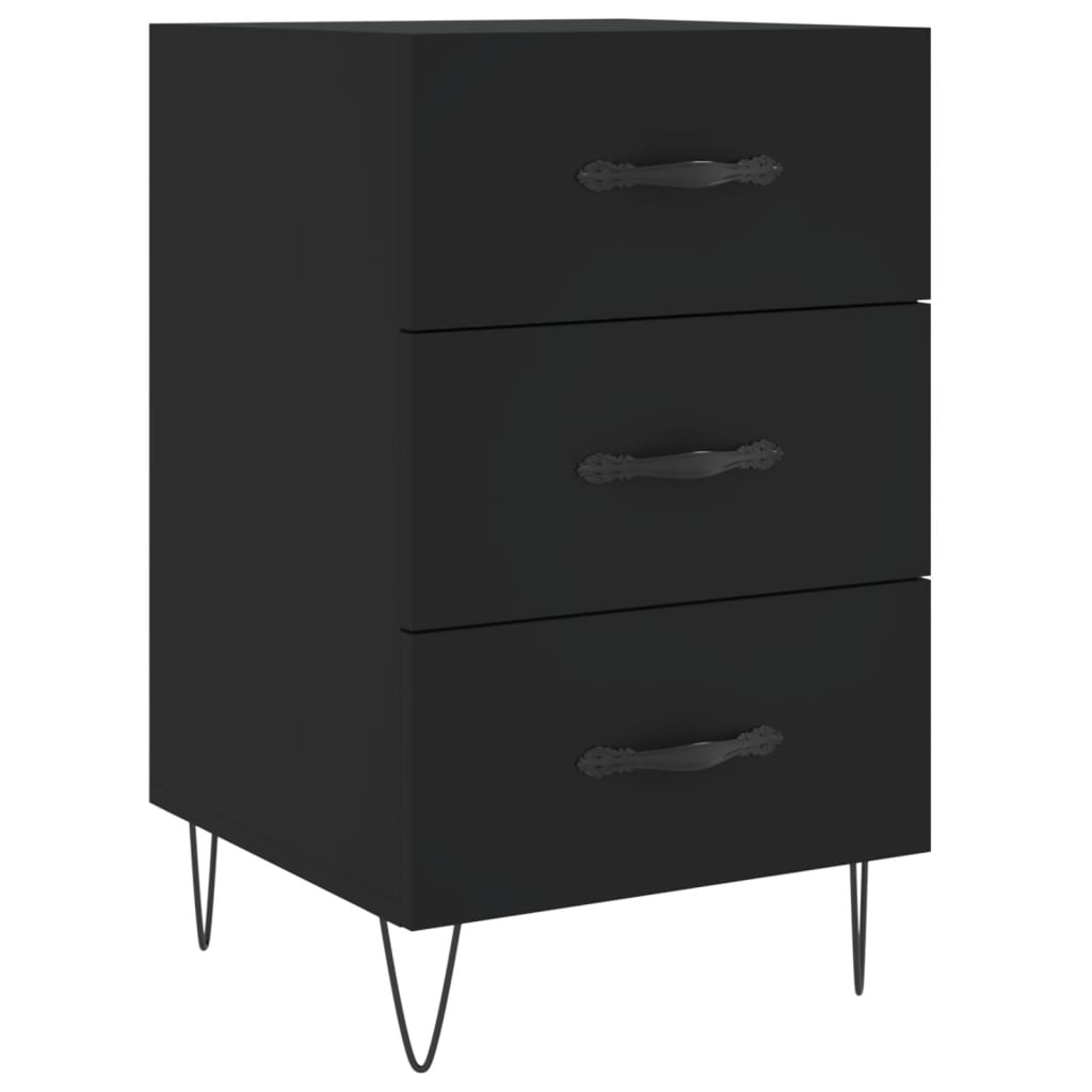 Bedside Table Black 40x40x66 cm Wood Material