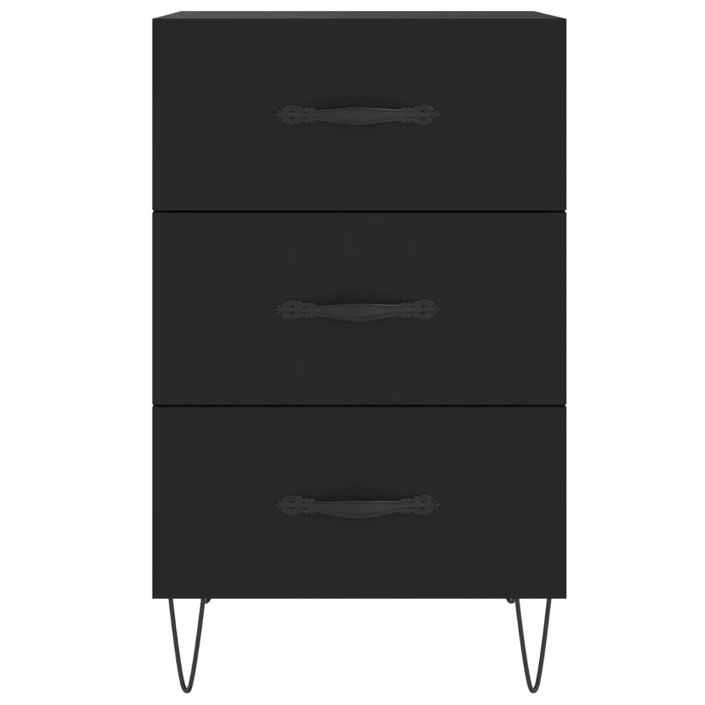 Bedside Table Black 40x40x66 cm Wood Material