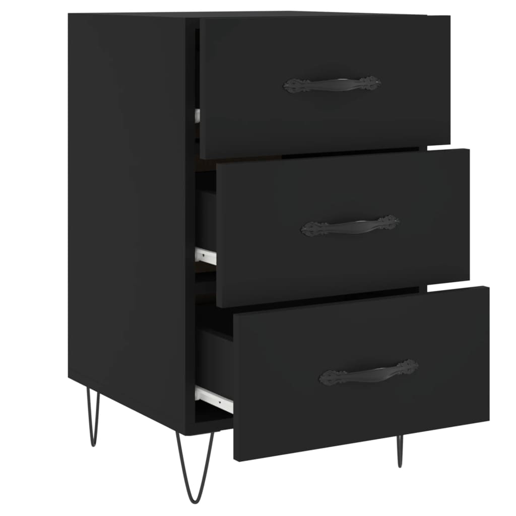 Bedside Table Black 40x40x66 cm Wood Material