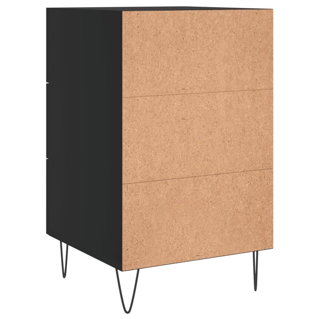 Bedside Table Black 40x40x66 cm Wood Material