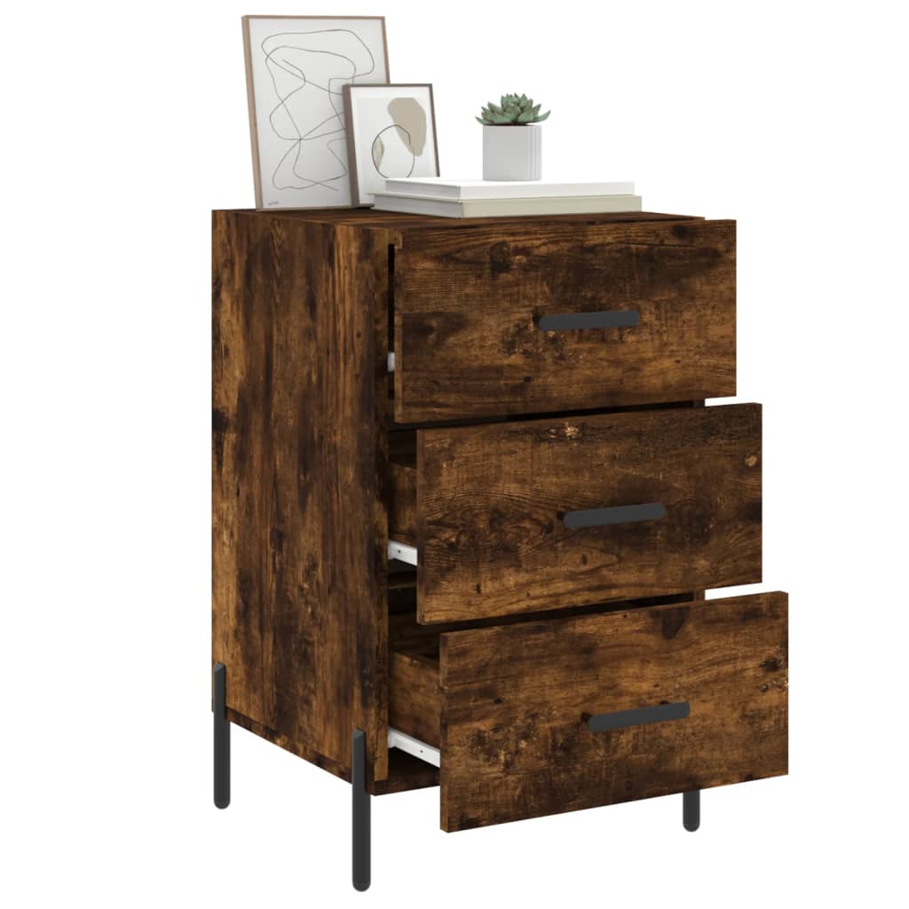 Bedside table smoked oak 40x40x66 cm wood material