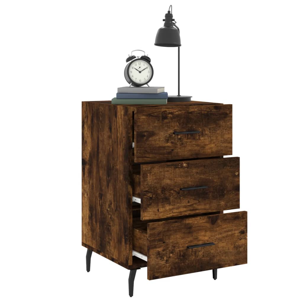 Bedside table smoked oak 40x40x66 cm wood material