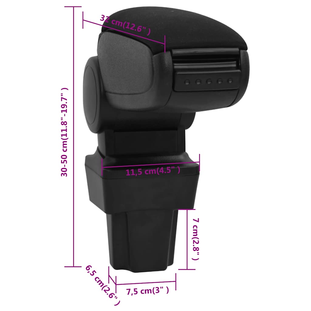 Auto-Armlehne für Opel Astra G (1998–2004) Schwarz 11,5x32x(30–50) cm ABS