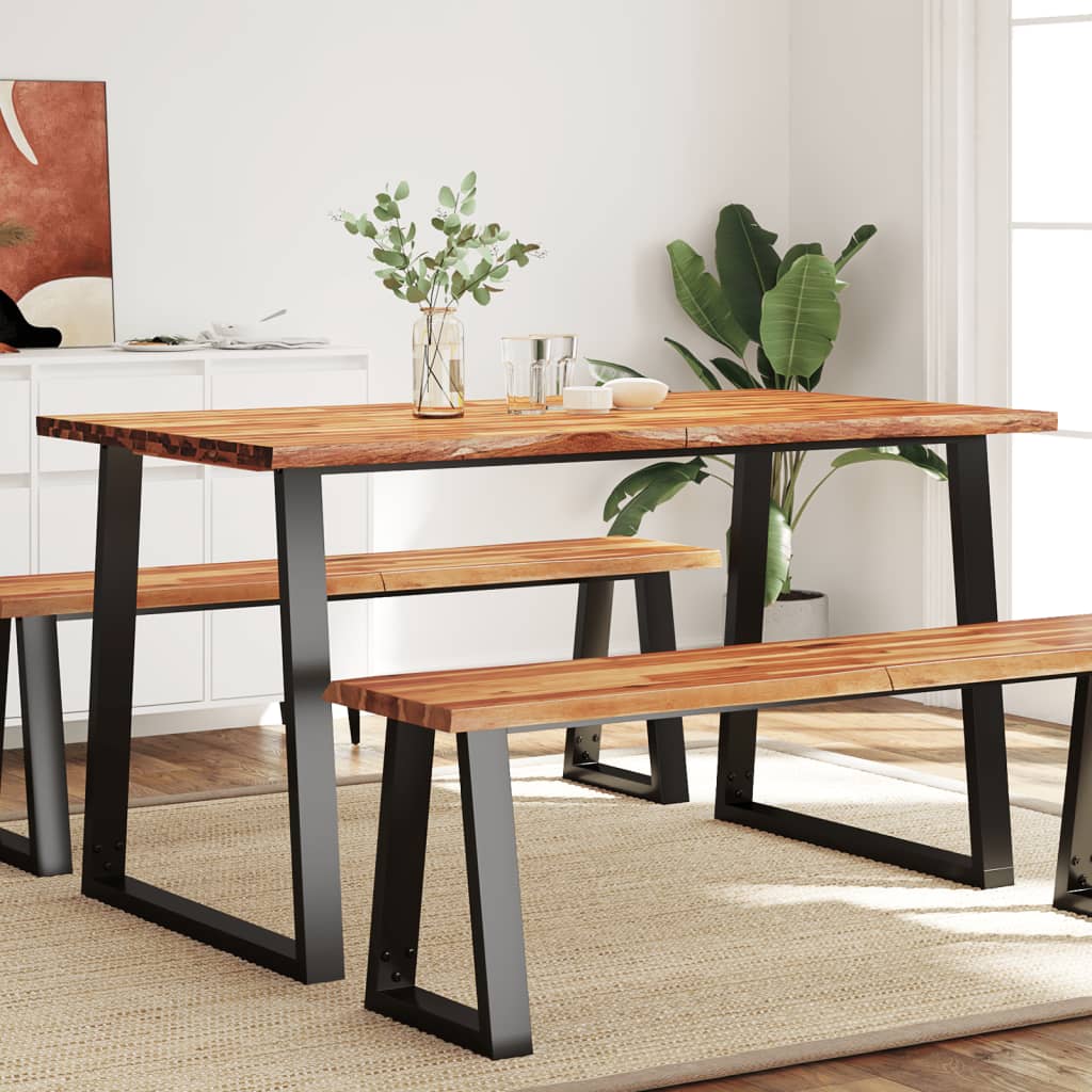 Dining table tree edge 140x80x75 cm solid wood acacia