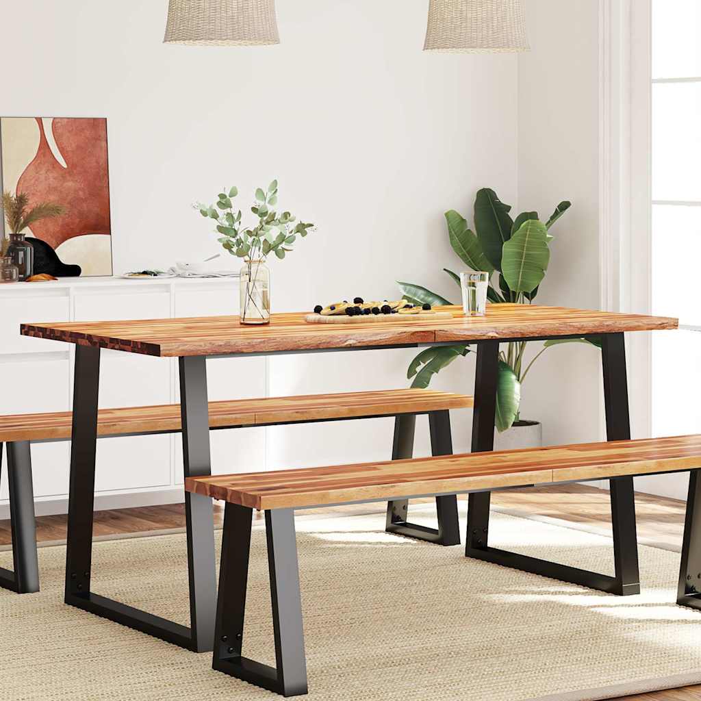 Dining table tree edge 160x80x75 cm solid wood acacia