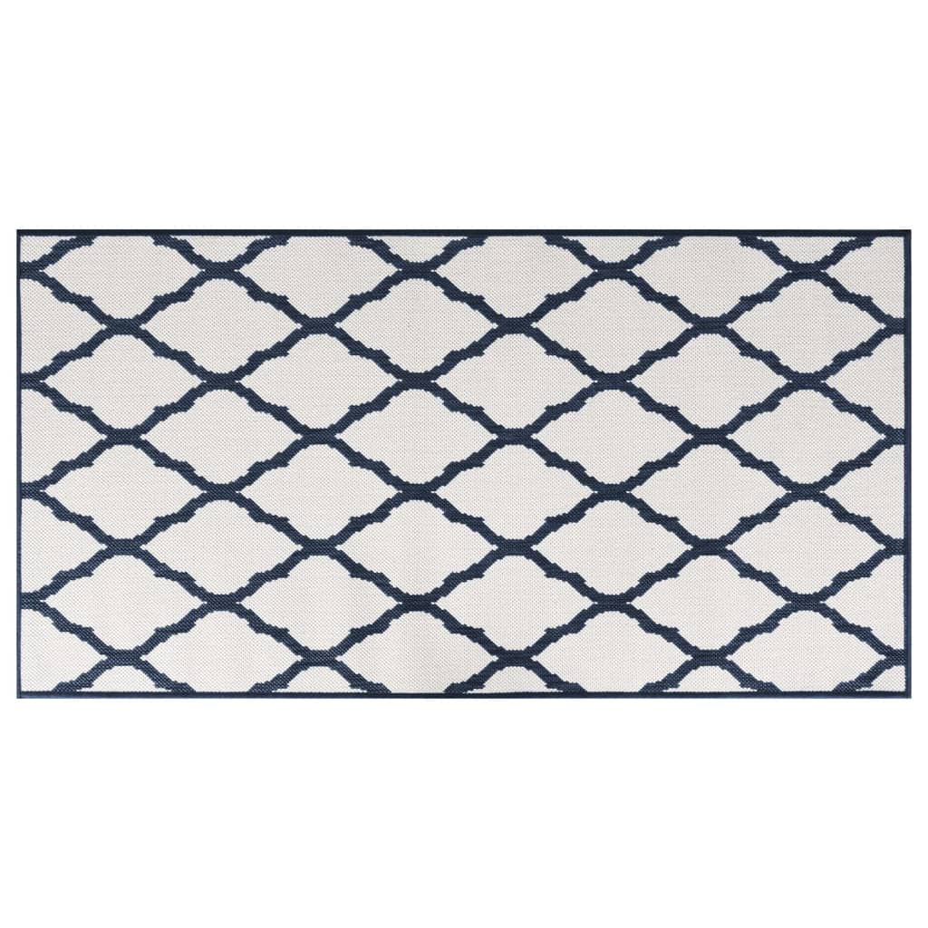 Outdoor Carpet Navy Blue White 80x150 cm Can be used on both sides
