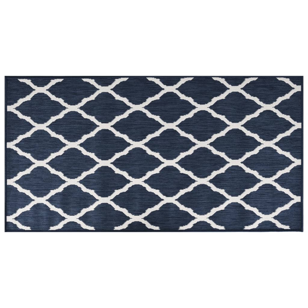 Outdoor Carpet Navy Blue White 80x150 cm Can be used on both sides