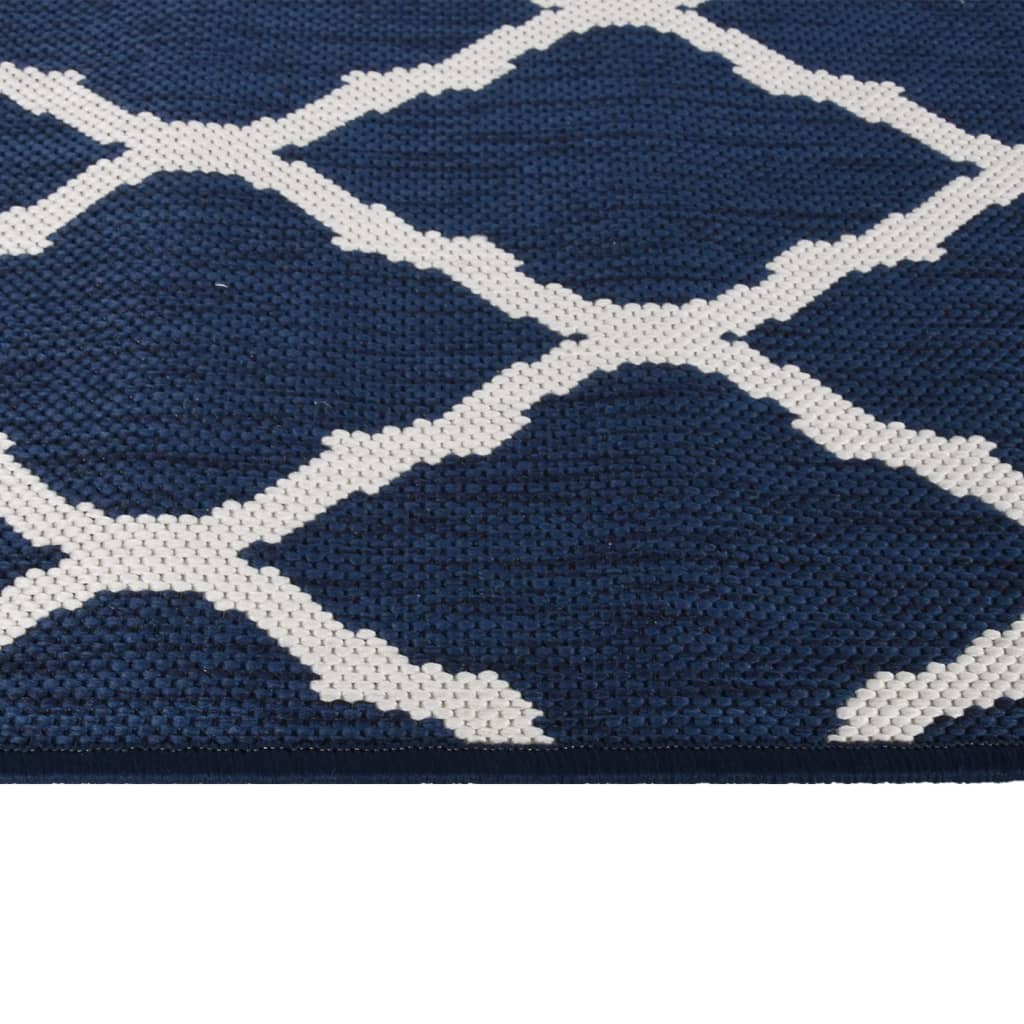 Outdoor Carpet Navy Blue White 80x150 cm Can be used on both sides