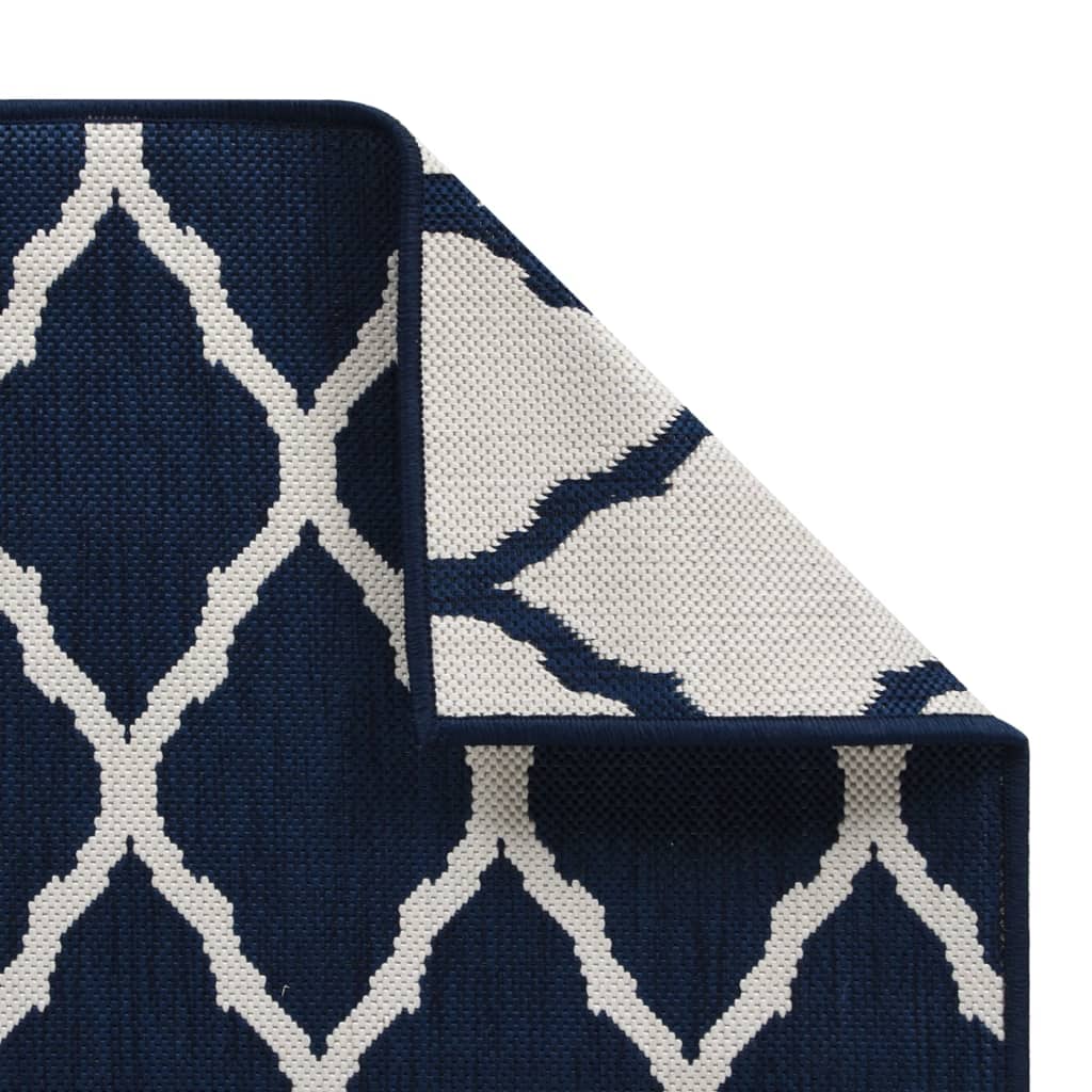 Outdoor Carpet Navy Blue White 80x150 cm Can be used on both sides