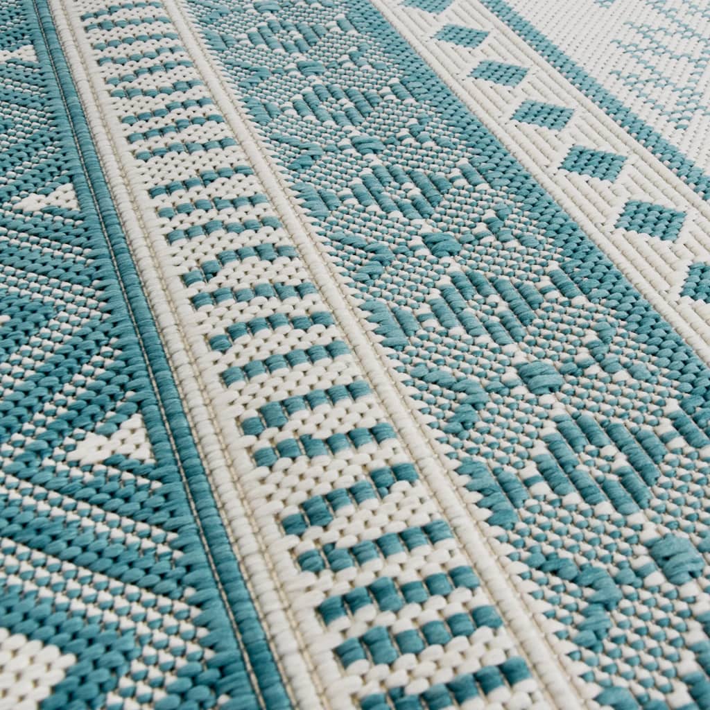 Outdoor-Teppich Aquablau und Weiß 80x250 cm Beidseitig Nutzbar