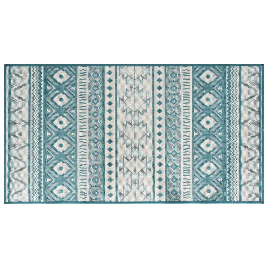 Outdoor-Teppich Aquablau und Weiß 100x200 cm Beidseitig Nutzbar