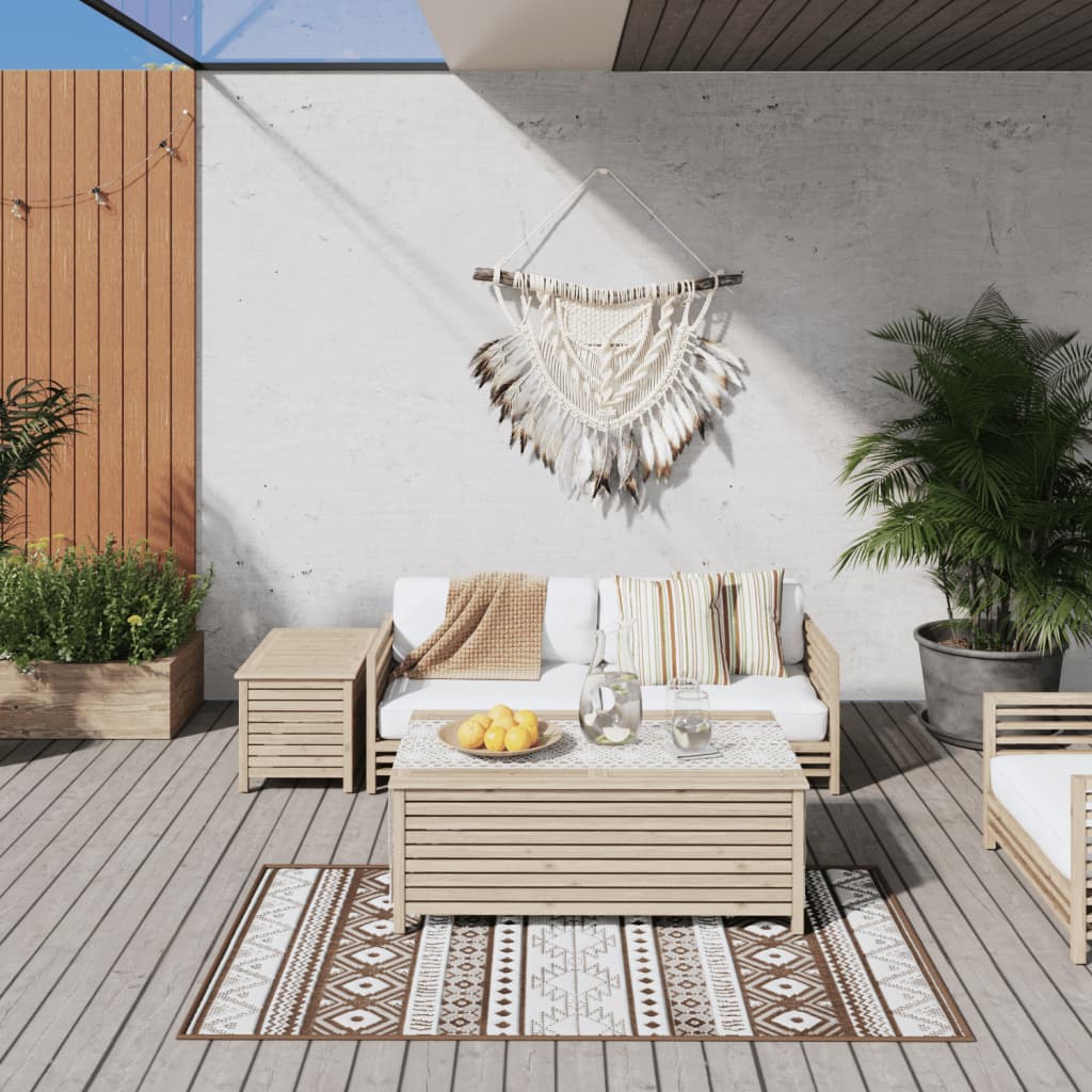 Outdoor Carpet Brown and White 80x150 cm Can be used on both sides