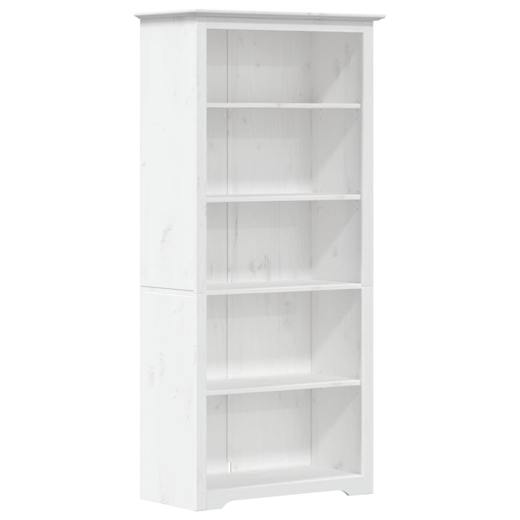 Bücherregal 5 Fächer BODO Weiß 82x40x173 cm Massivholz Kiefer