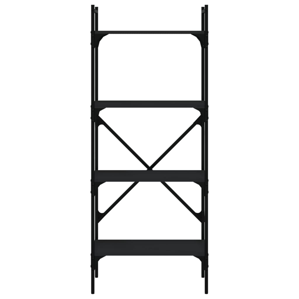 Bookcase 4 Compartments Black 56x31.5x138.5 cm Wood Material