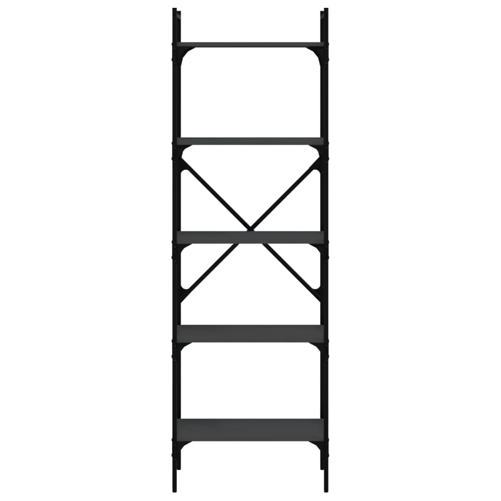 Bookcase 5 Compartments Black 56x31.5x174 cm Wood Material