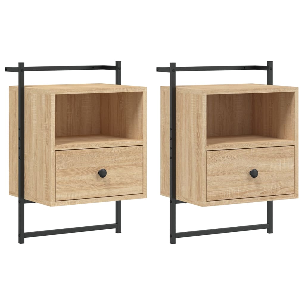 Wand-Nachttische 2 Stk. Sonoma-Eiche 40x30x61 cm Holzwerkstoff