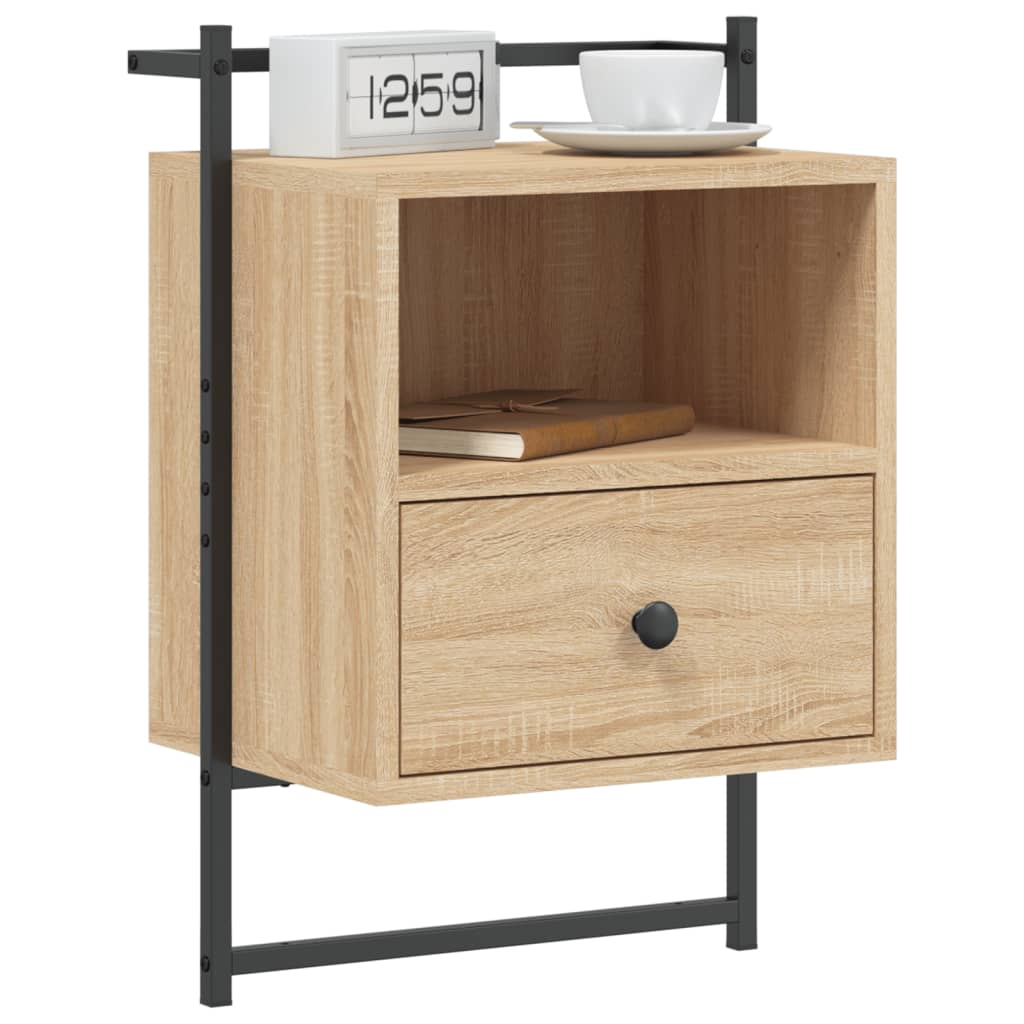Wand-Nachttische 2 Stk. Sonoma-Eiche 40x30x61 cm Holzwerkstoff