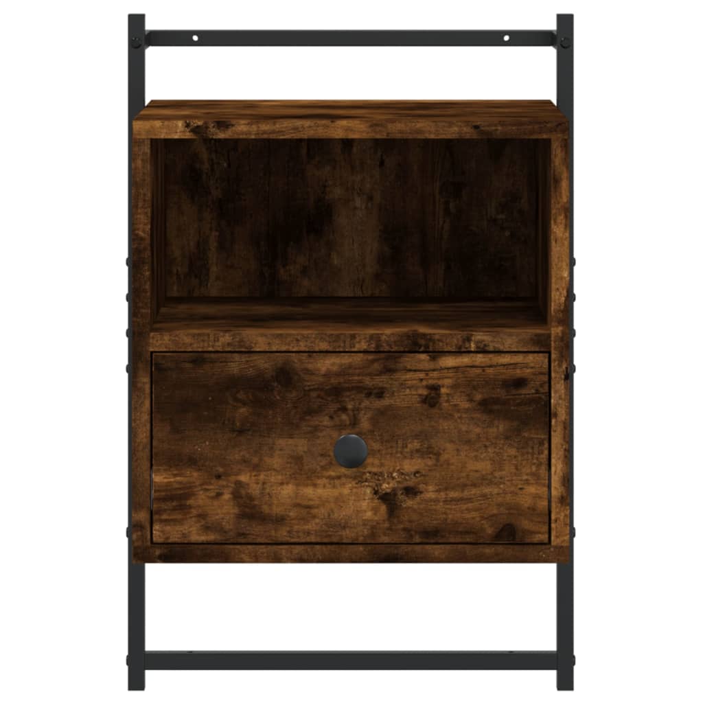 Wall-mounted bedside table smoked oak 40x30x61 cm wood material