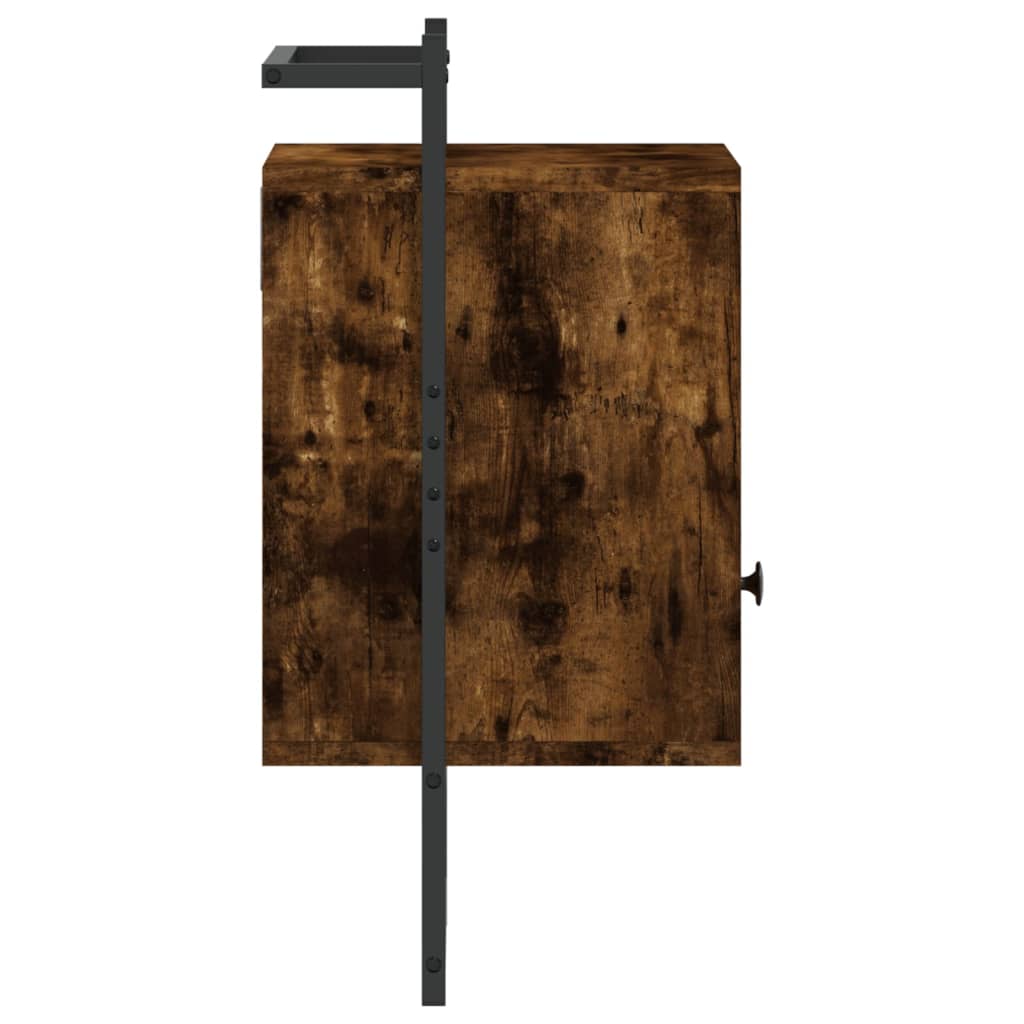 Wall-mounted bedside table smoked oak 40x30x61 cm wood material