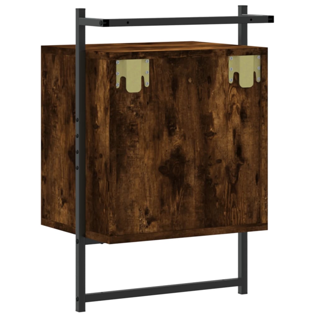 Wall-mounted bedside table smoked oak 40x30x61 cm wood material