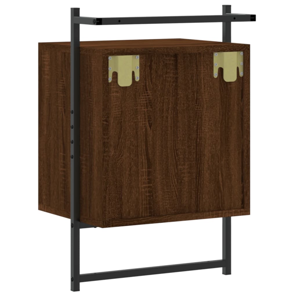 Wall Bedside Tables 2 pcs. Brown Oak 40x30x61 cm Wood Material