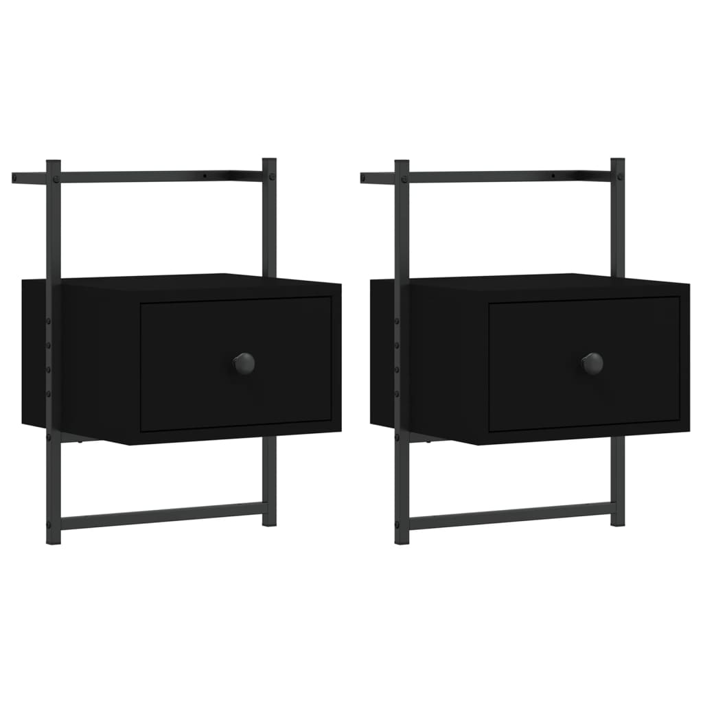 Wand-Nachttische 2 Stk. Schwarz 35x30x51 cm Holzwerkstoff