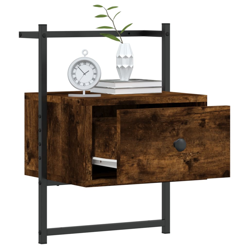 Wall-mounted bedside tables 2 pcs. Smoked oak 35x30x51 cm wood material