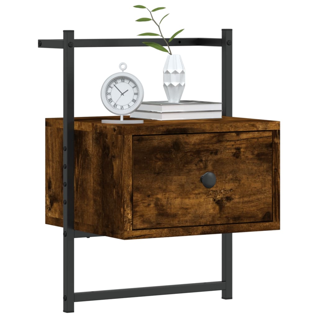 Wall-mounted bedside tables 2 pcs. Smoked oak 35x30x51 cm wood material