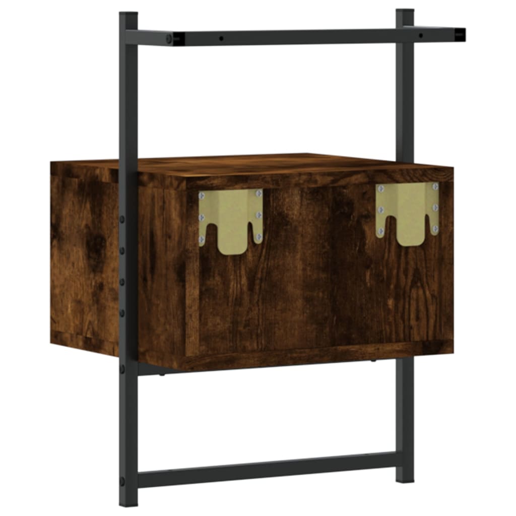 Wall-mounted bedside tables 2 pcs. Smoked oak 35x30x51 cm wood material