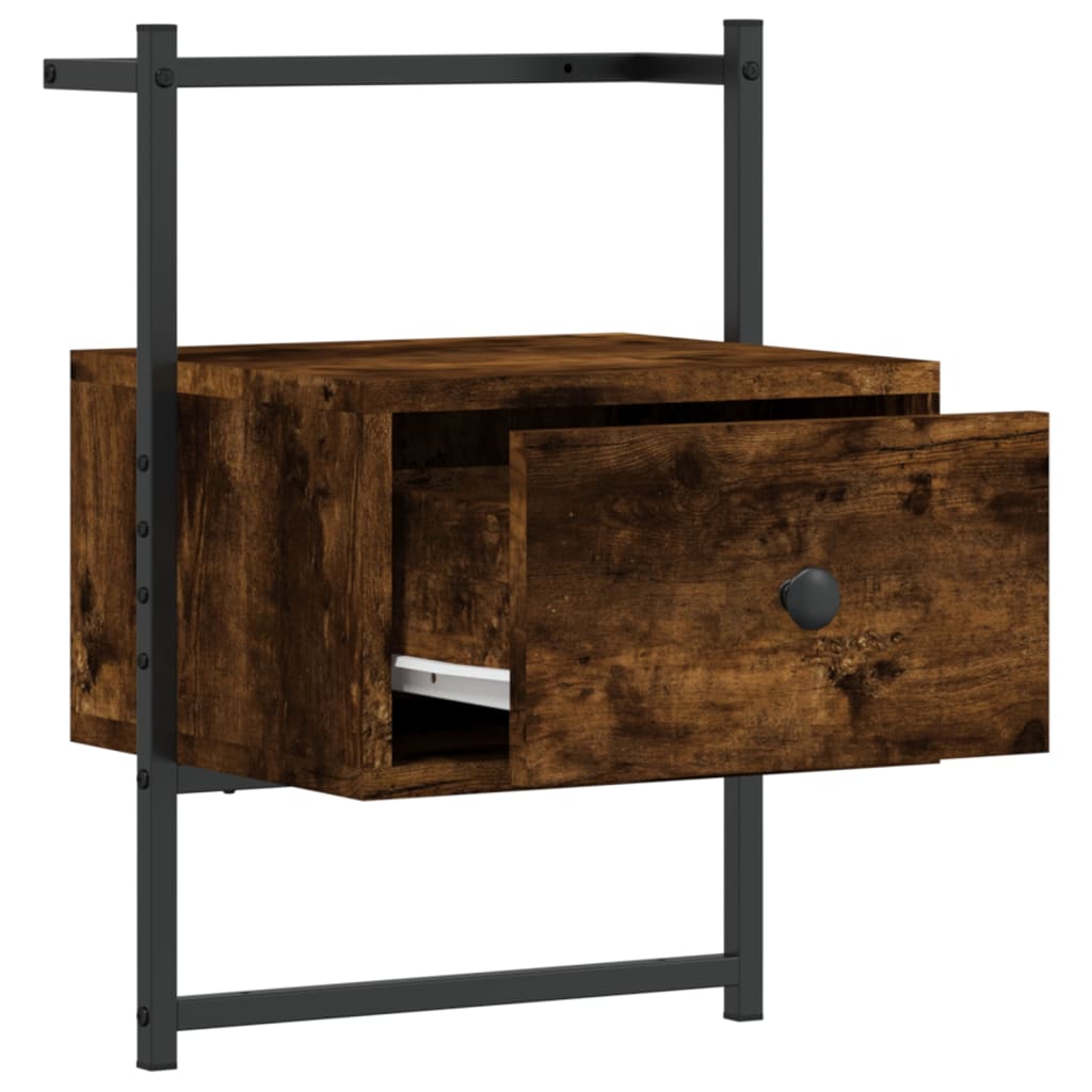 Wall-mounted bedside tables 2 pcs. Smoked oak 35x30x51 cm wood material