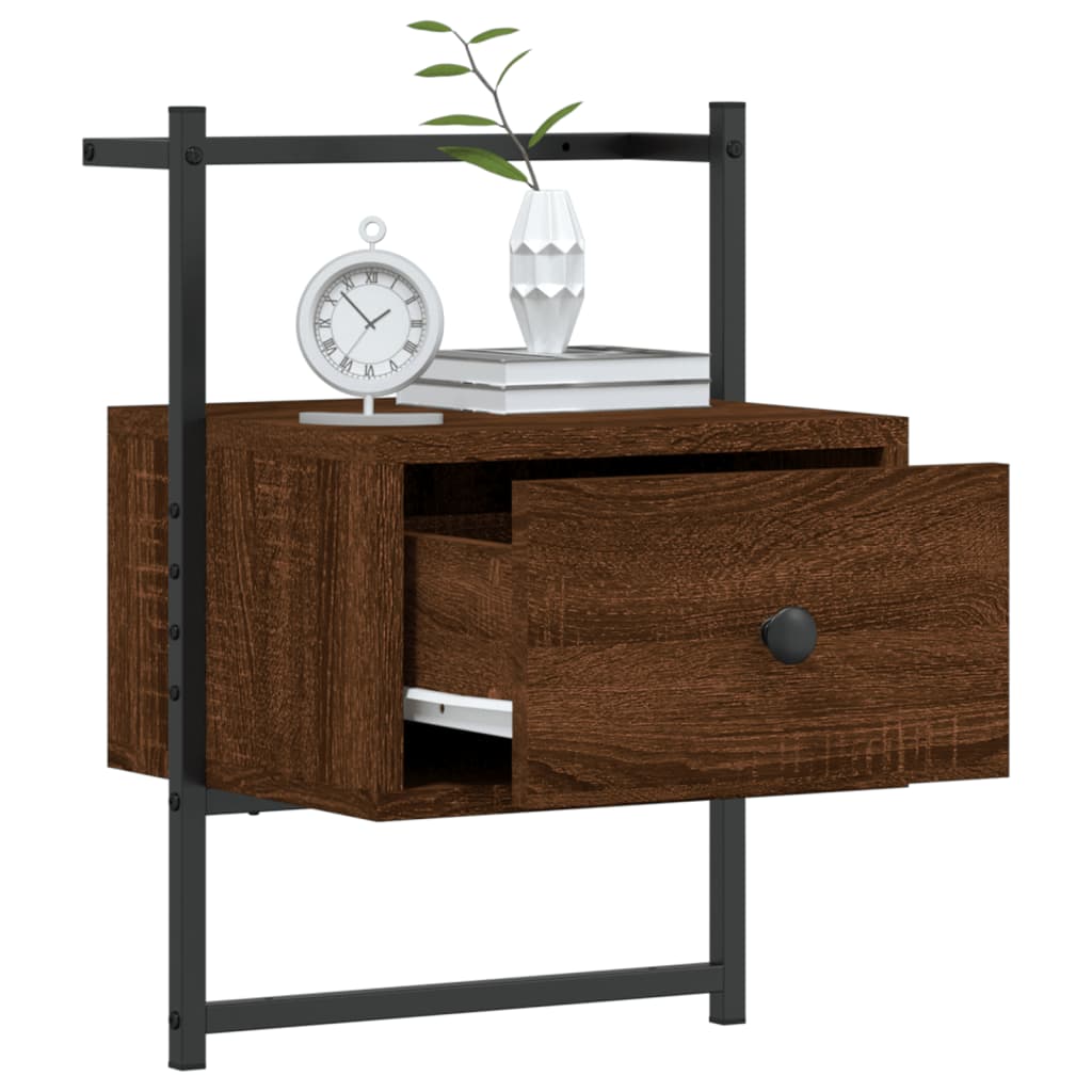 Wall Bedside Tables 2 pcs. Brown Oak 35x30x51 cm Wood Material