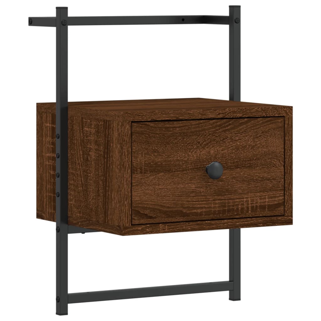 Wall Bedside Tables 2 pcs. Brown Oak 35x30x51 cm Wood Material