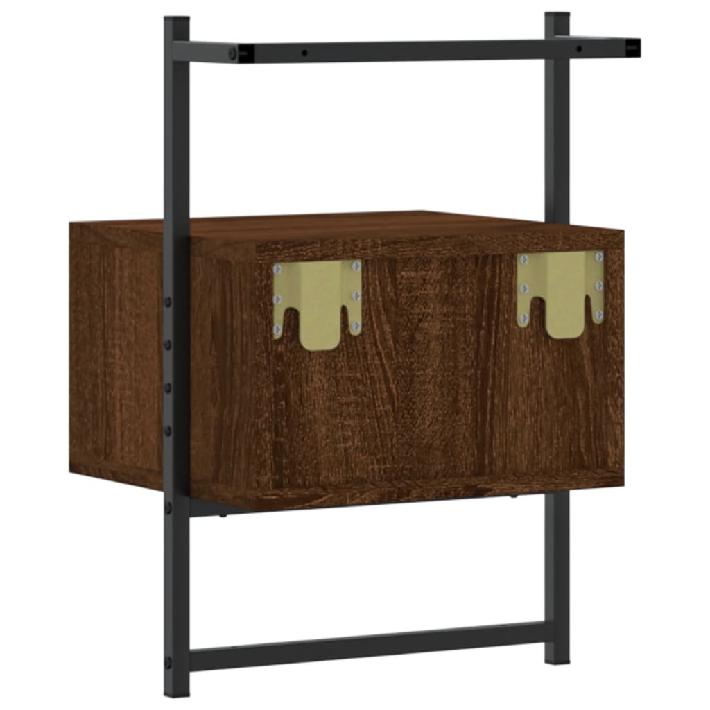 Wall Bedside Tables 2 pcs. Brown Oak 35x30x51 cm Wood Material