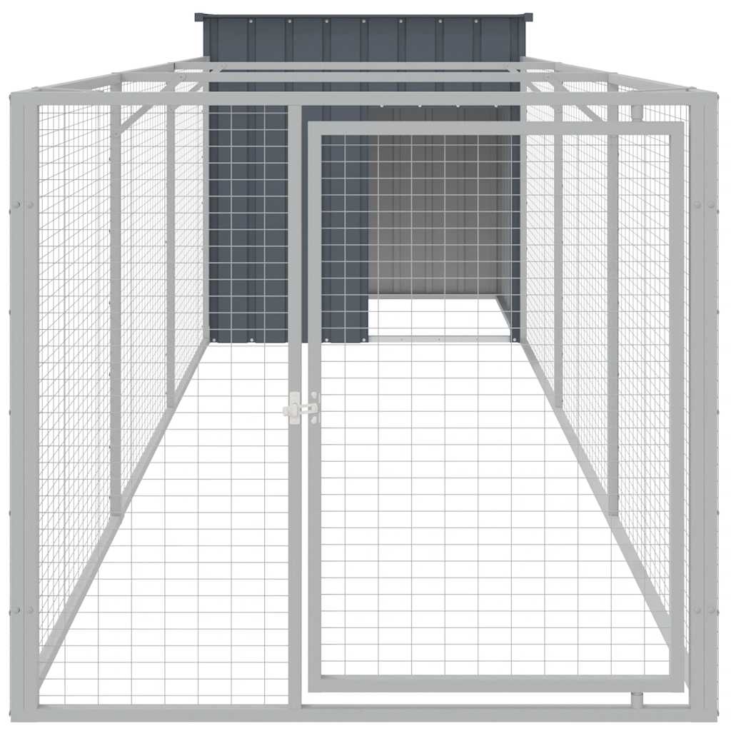 Hundehütte mit Auslauf Anthrazit 110x405x110cm Verzinkter Stahl