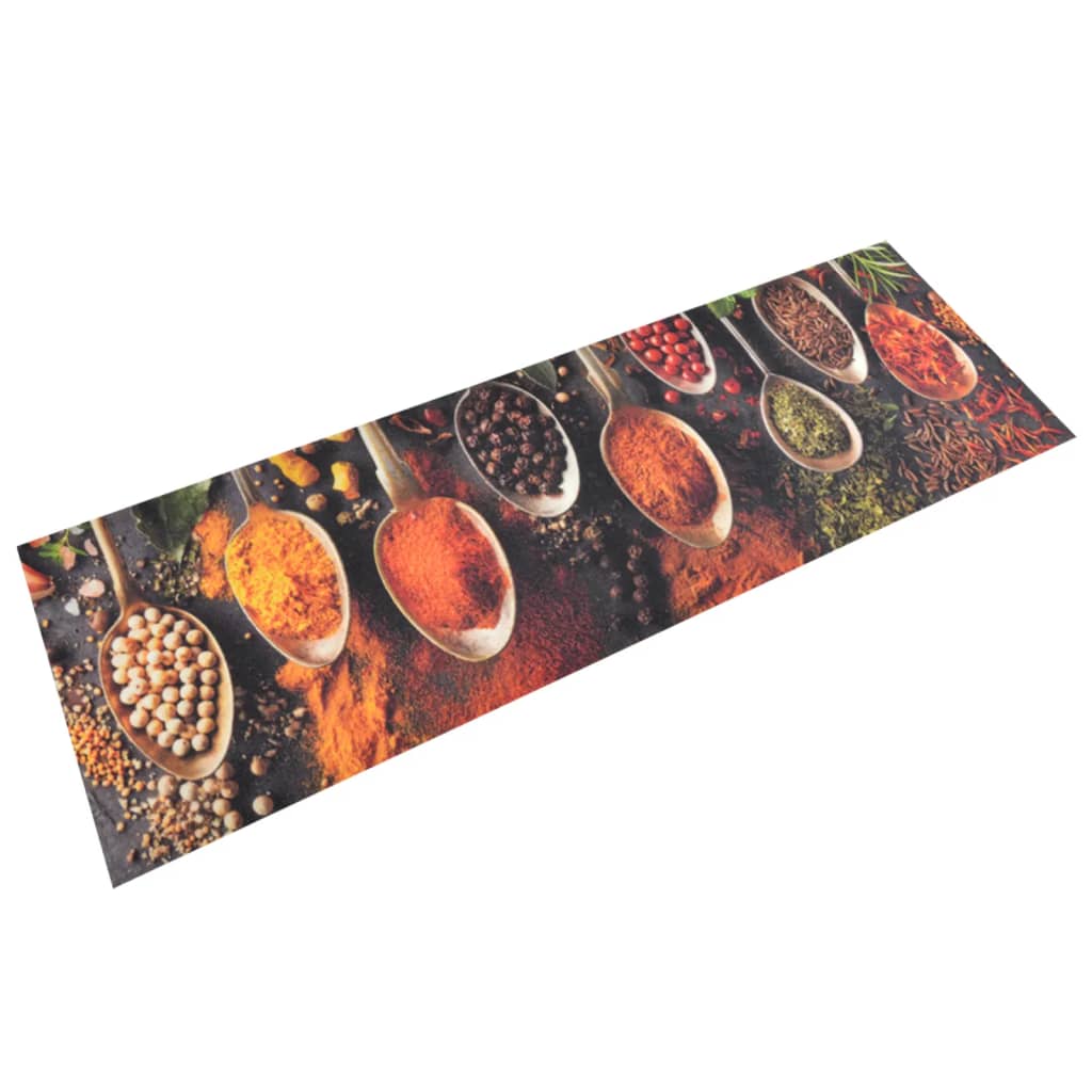 Tapis de cuisine lavable cuillères et épices 60x180 cm velours