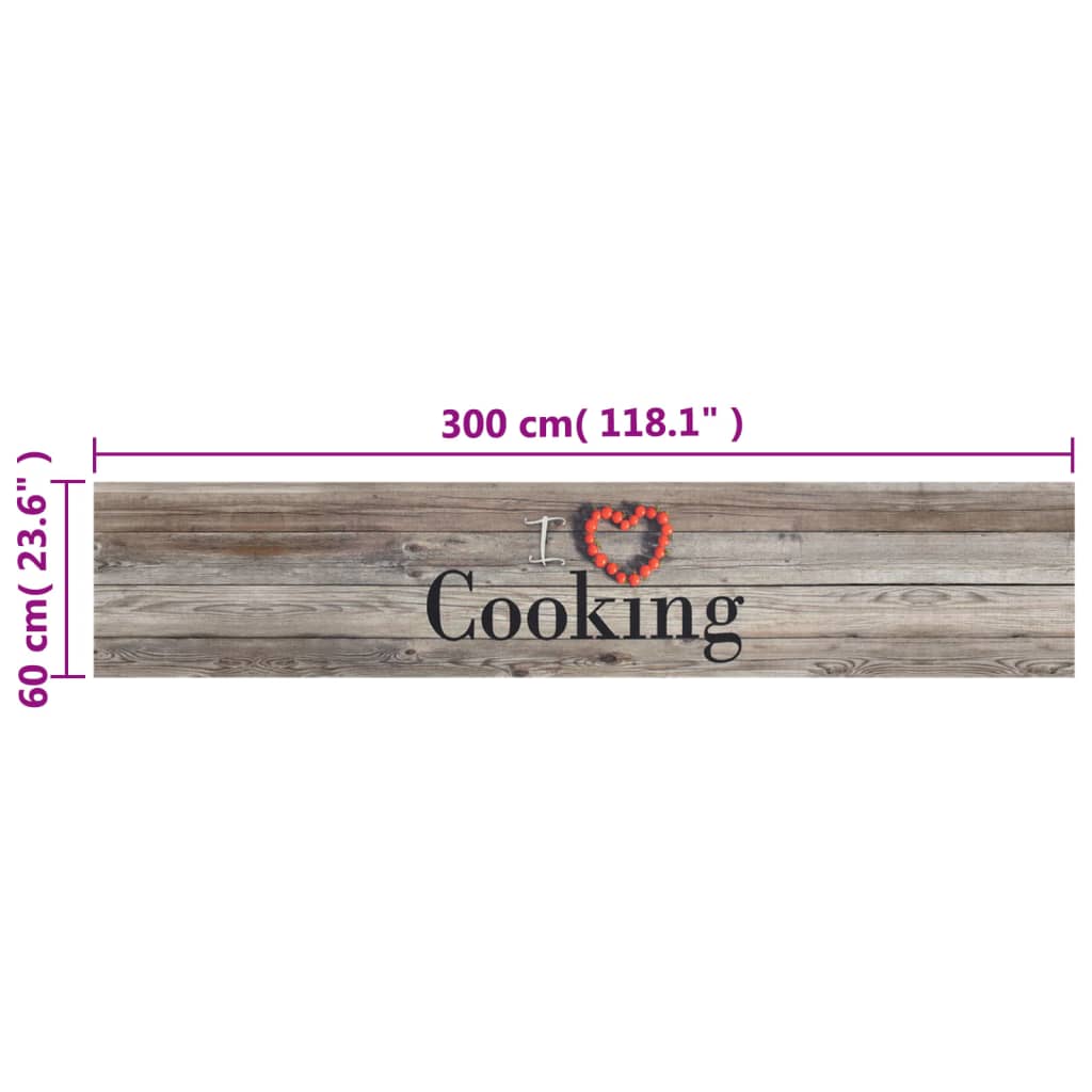 Kitchen rug washable Cooking grey 60x300 cm velvet
