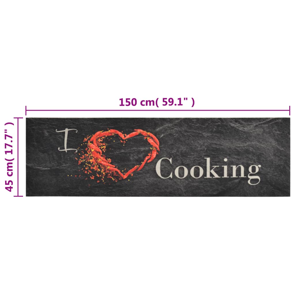 Kitchen rug washable Cooking Black 45x150 cm velvet