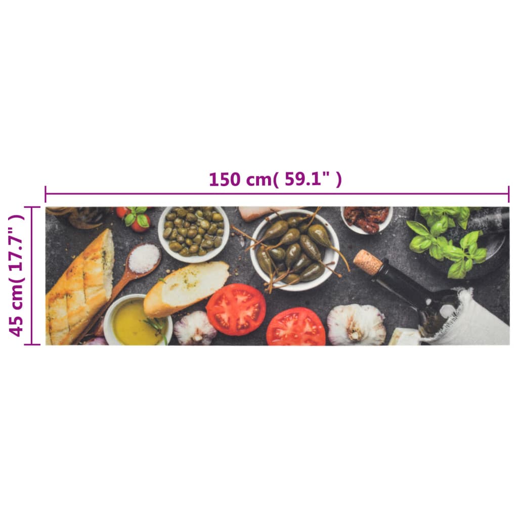 Kitchen rug washable wine & food 45x150 cm velvet
