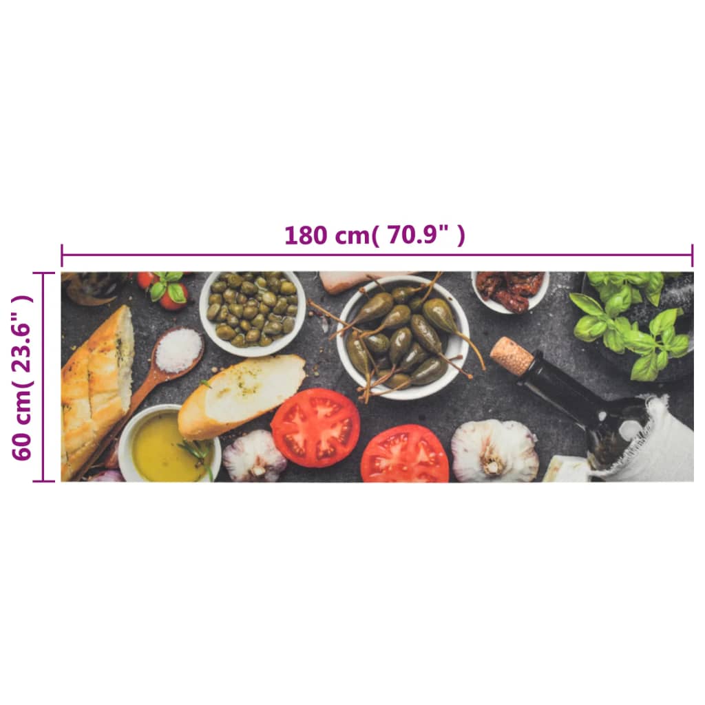 Kitchen rug washable wine & food 60x180 cm velvet