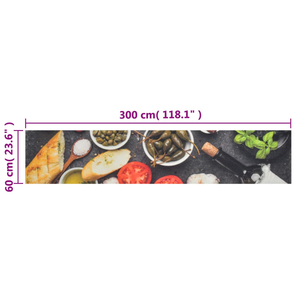 Tapis de cuisine lavable vin et nourriture 60x300 cm velours