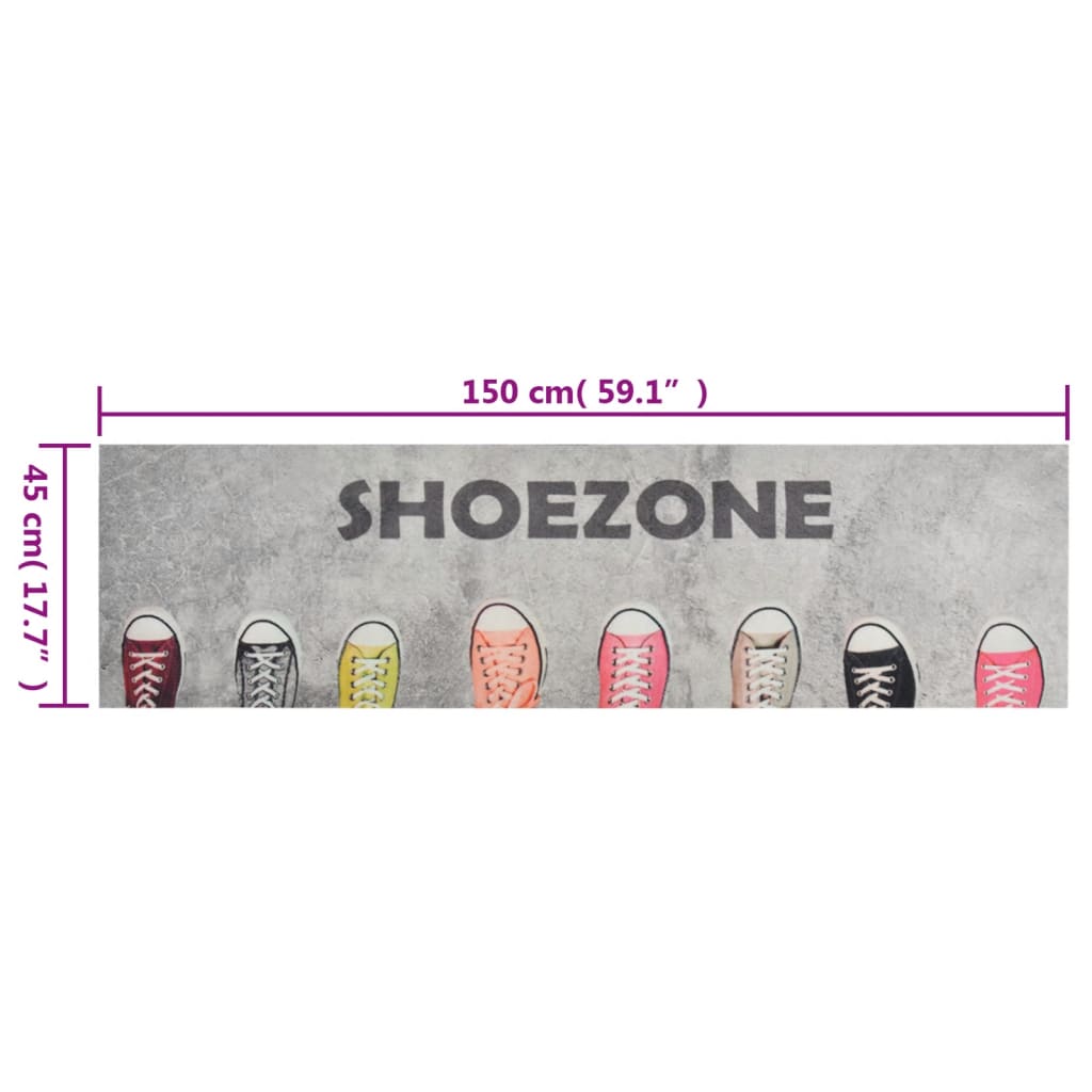 Tapis de cuisine lavable Shoezone 45x150 cm velours
