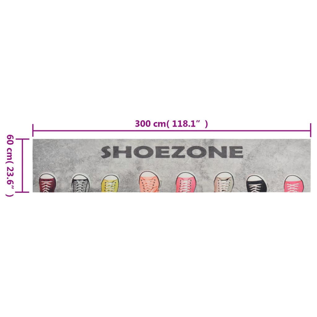 Tapis de cuisine lavable Shoezone 60x300 cm velours