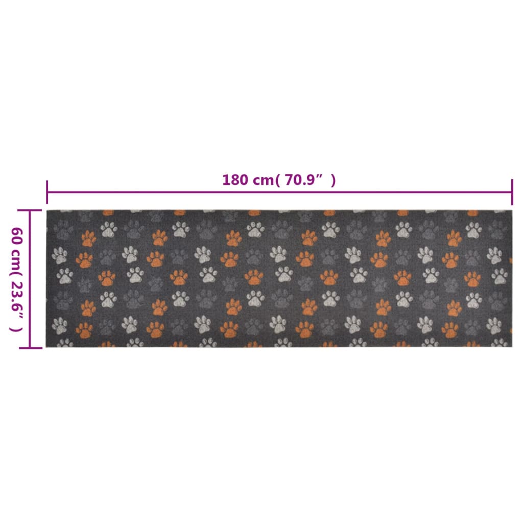 Tapis de cuisine lavable pattes 60x180 cm velours