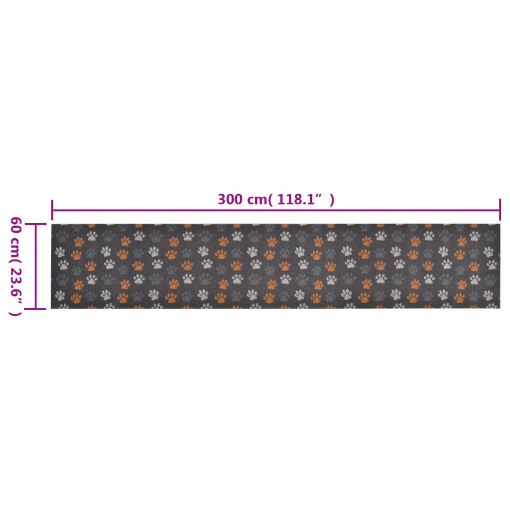 Tapis de cuisine lavable pattes 60x300 cm velours