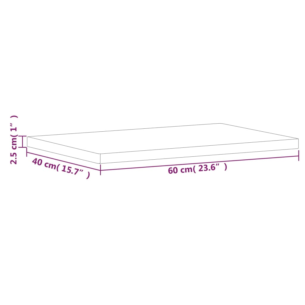 Waschtischplatte 60x40x2,5 cm Massivholz Buche