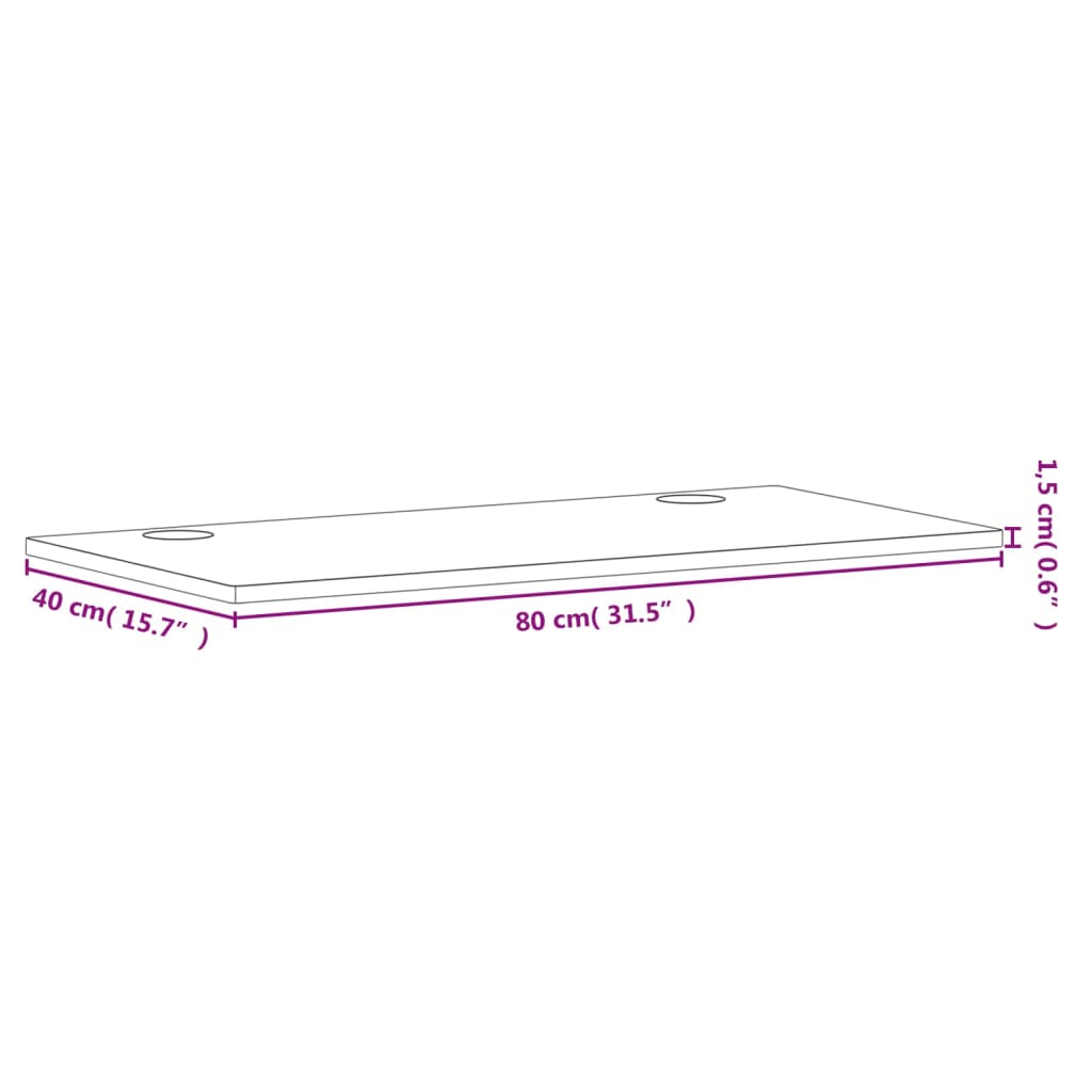 Schreibtischplatte 80x40x1,5 cm Massivholz Buche