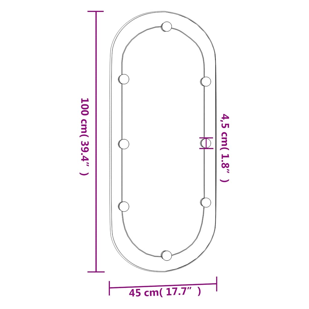 Wandspiegel mit LED-Leuchten 45x100 cm Glas Oval