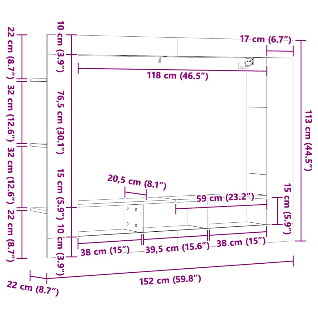 TV-Schrank Grau Sonoma 152x22x113 cm Holzwerkstoff