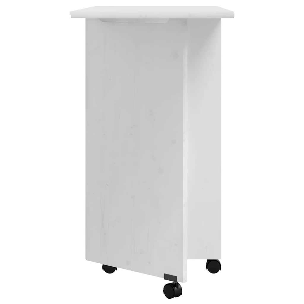 Rolling cabinet with desk MOSS white solid pine wood